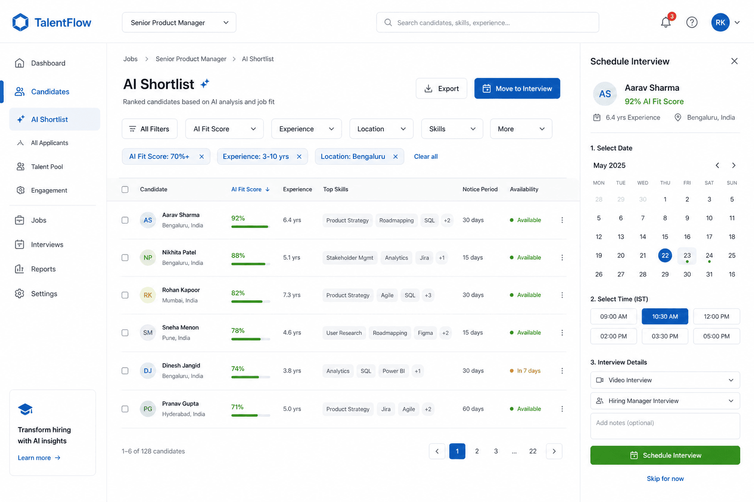 ArcLoops HCM smart recruitment shortlist