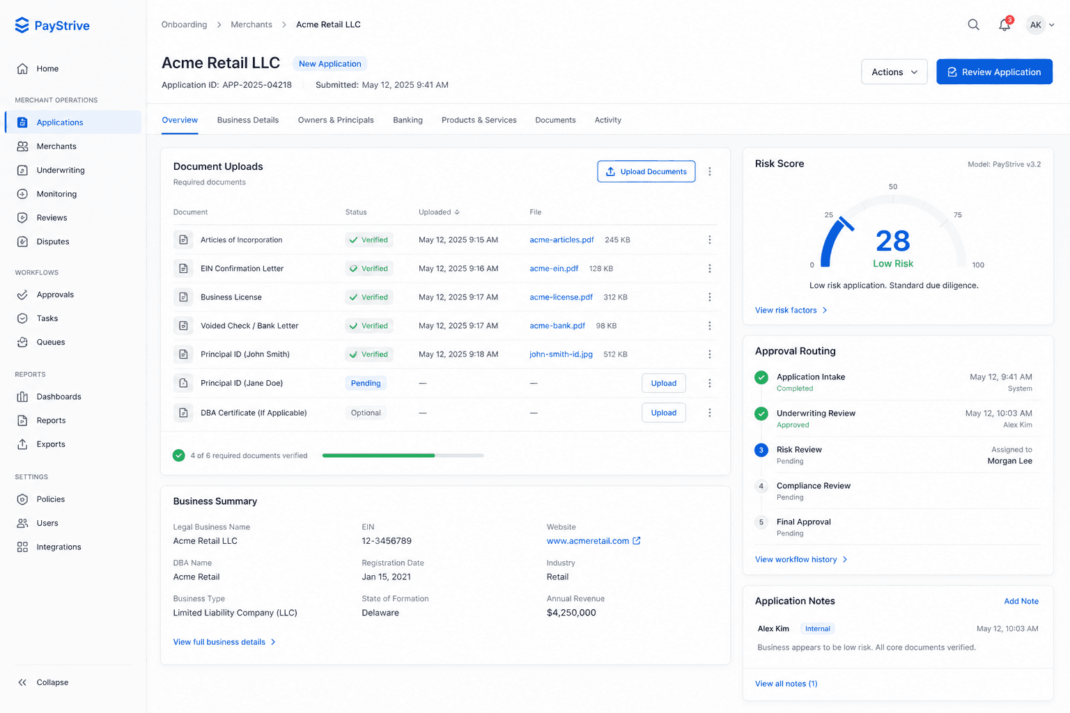 MerchantPro AI-powered onboarding and risk scoring